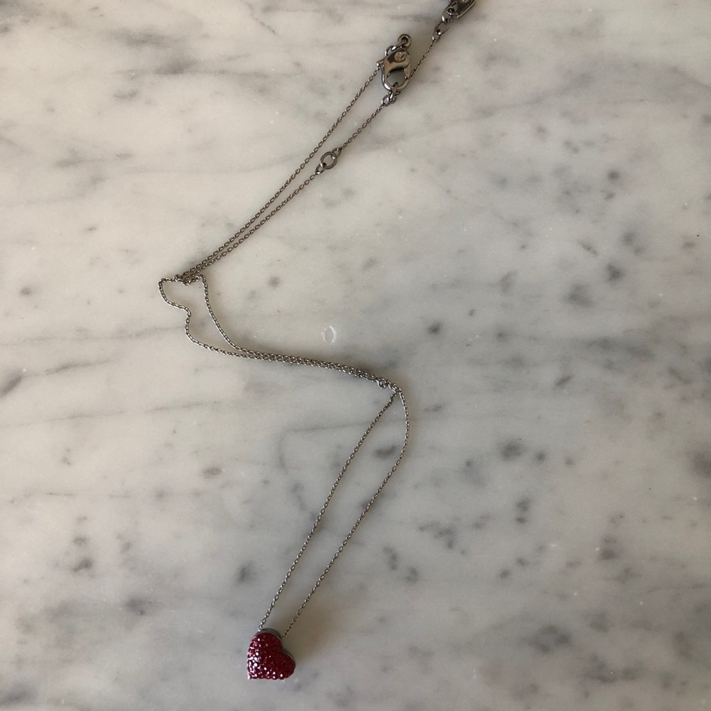 Swarovski heart pendant, black silver chain